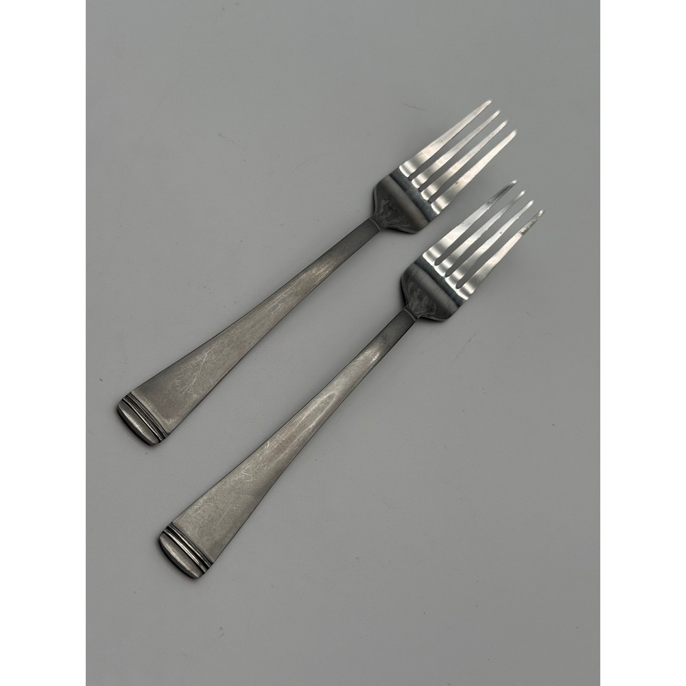 Farberware Stainless Steel Dinner Forks Set of 2 Triple‎ Band Ribbed Tip China